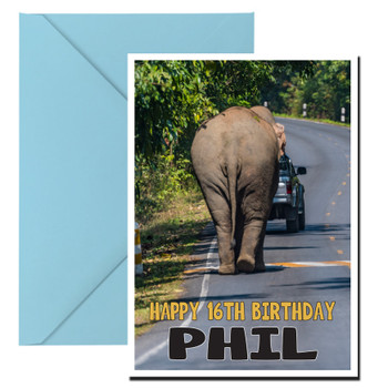 Funny Elephant Bum 1 Birthday Card