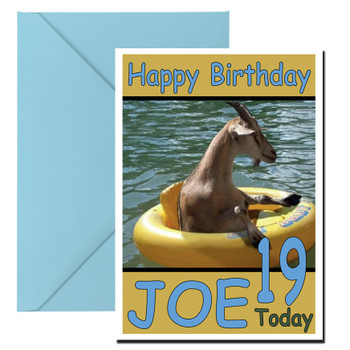 Funny Goat In Float Ring Birthday Card