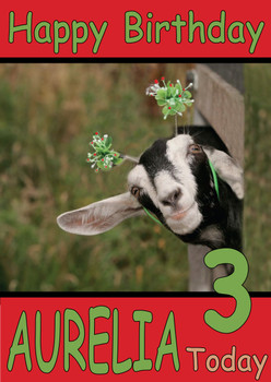 Funny Goat With Head Through Fense Birthday Card