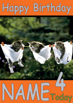 Funny Kittens Hanging Out To Dry Birthday Card Funny Kittens Hanging Out To Dry Birthday Card