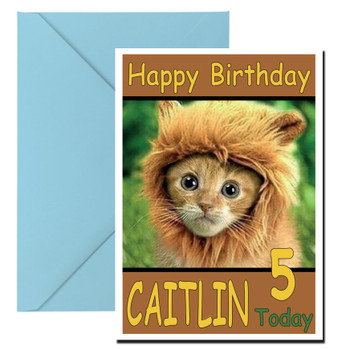 Funny Lion Kitten Costume Birthday Card