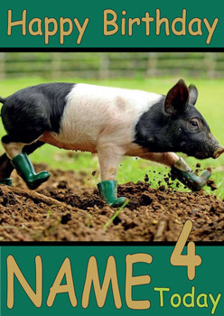 Funny Pig In Wellie Boots Birthday Card Funny Pig In Wellie Boots Birthday Card
