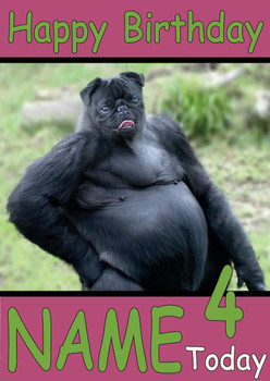 Funny Pugmonkey Birthday Card