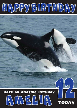 Funny Whale 4 Birthday Card