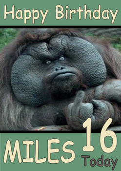 Ape Giving Middle Finger Birthday Card Ape Giving Middle Finger Birthday Card