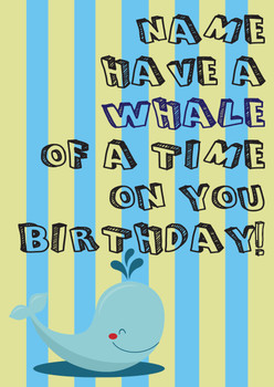 Have A Whale Of A Time Birthday Card Have A Whale Of A Time Birthday Card