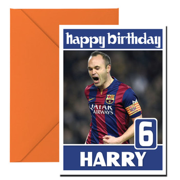 Personalised Andres Iniesta Fc Barcelona Sports Football Birthday Card Sa Personalised Andres Iniesta Fc Barcelona Sports Football Birthday Card Sa