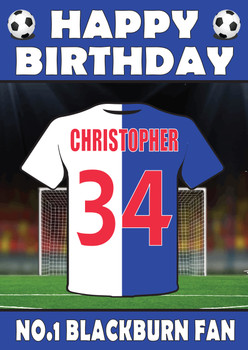 Personalised Football Fan Card Blackburn Football Birthday Card Personalised Football Fan Card Blackburn Football Birthday Card
