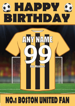 Personalised Football Fan Card Boston United Football Birthday Card Personalised Football Fan Card Boston United Football Birthday Card