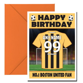 Personalised Football Fan Card Boston United Football Birthday Card Personalised Football Fan Card Boston United Football Birthday Card