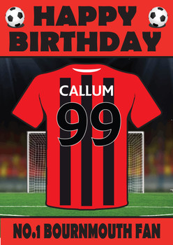 Personalised Football Fan Card Bournmouth Football Birthday Card
