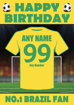 Personalised Football Fan Card Brazil Football Birthday Card Personalised Football Fan Card Brazil Football Birthday Card