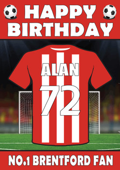 Personalised Football Fan Card Brentford Football Birthday Card Personalised Football Fan Card Brentford Football Birthday Card