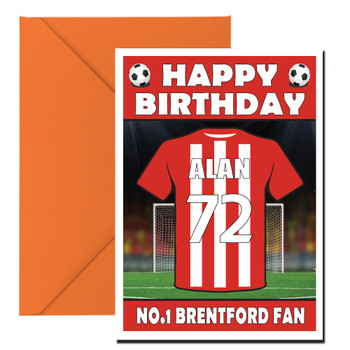 Personalised Football Fan Card Brentford Football Birthday Card Personalised Football Fan Card Brentford Football Birthday Card