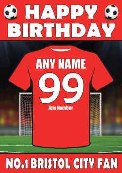 Personalised Football Fan Card Bristol City Football Birthday Card Personalised Football Fan Card Bristol City Football Birthday Card
