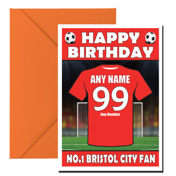 Personalised Football Fan Card Bristol City Football Birthday Card Personalised Football Fan Card Bristol City Football Birthday Card