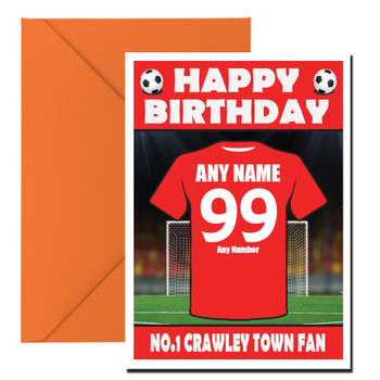 Personalised Football Fan Card Crawley Town Football Birthday Card Personalised Football Fan Card Crawley Town Football Birthday Card