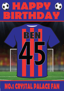 Personalised Football Fan Card Crystal Palace Football Birthday Card