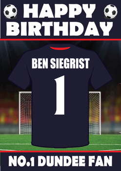 Personalised Football Fan Card Dundee Football Birthday Card Personalised Football Fan Card Dundee Football Birthday Card