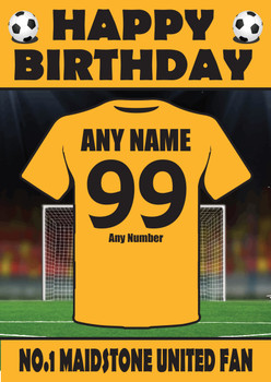 Personalised Football Fan Card Maidstone United Football Birthday Card Personalised Football Fan Card Maidstone United Football Birthday Card