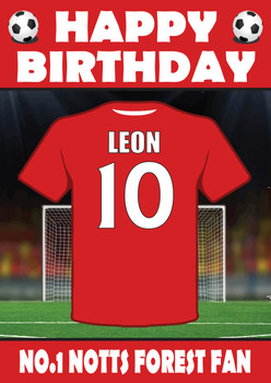 Personalised Football Fan Card Notts Forest Football Birthday Card