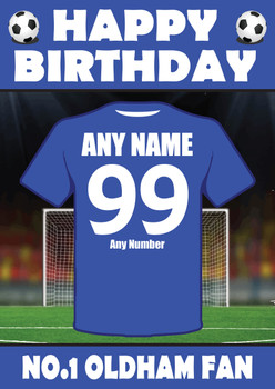 Personalised Football Fan Card Oldham Football Birthday Card Personalised Football Fan Card Oldham Football Birthday Card