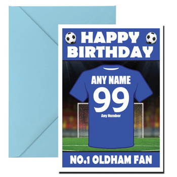 Personalised Football Fan Card Oldham Football Birthday Card Personalised Football Fan Card Oldham Football Birthday Card