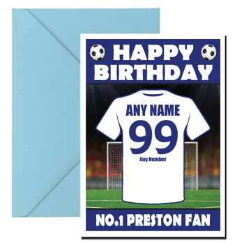 Personalised Football Fan Card Preston Football Birthday Card