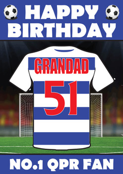 Personalised Football Fan Card Qpr Football Birthday Card