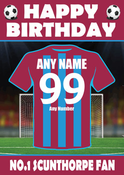 Personalised Football Fan Card Scunthorpe Football Birthday Card