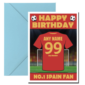 Personalised Football Fan Card Spain Football Birthday Card