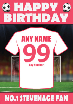 Personalised Football Fan Card Stevenage Football Birthday Card Personalised Football Fan Card Stevenage Football Birthday Card