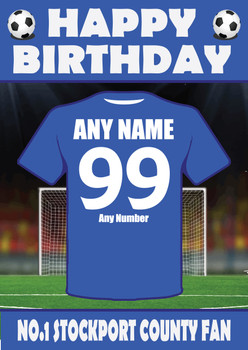 Personalised Football Fan Card Stockport County Football Birthday Card