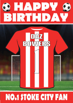 Personalised Football Fan Card Stoke City Football Birthday Card Personalised Football Fan Card Stoke City Football Birthday Card