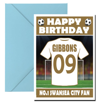 Personalised Football Fan Card Swansea City Football Birthday Card Personalised Football Fan Card Swansea City Football Birthday Card