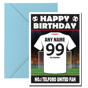 Personalised Football Fan Card Telford United Football Birthday Card Personalised Football Fan Card Telford United Football Birthday Card