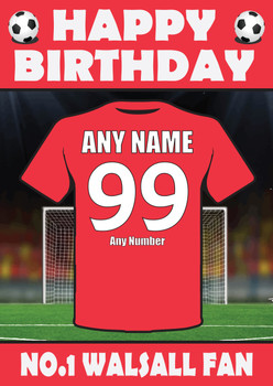 Personalised Football Fan Card Walsall Football Birthday Card