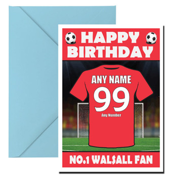Personalised Football Fan Card Walsall Football Birthday Card