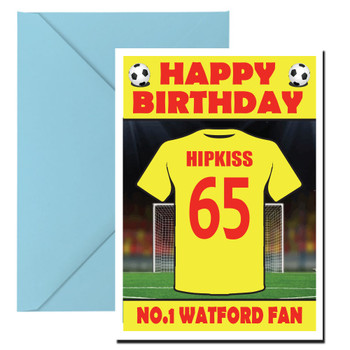 Personalised Football Fan Card Watford Football Birthday Card