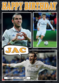Personalised Gareth Bale Real Madrid Football Birthday Card Personalised Gareth Bale Real Madrid Football Birthday Card