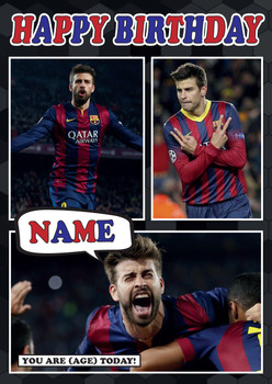 Personalised Gerard Pique Barcelona Football Birthday Card Personalised Gerard Pique Barcelona Football Birthday Card