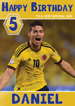 Personalised James Rodriguez 1 Sports Football Birthday Card Sa