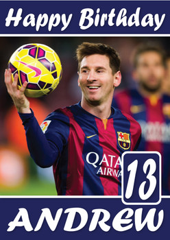 Personalised Lionel Messi Soccer Sports Football Birthday Card Sa