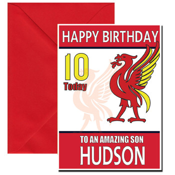Personalised Liverpool Logo Son Football Birthday Card Personalised Liverpool Logo Son Football Birthday Card