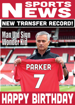 Personalised Man Utd Mourinho Card Football Birthday Card Personalised Man Utd Mourinho Card Football Birthday Card