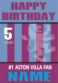 Personalised Retro Aston Villa Logo Football Birthday Card