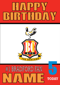 Personalised Retro Bradford Football Logo Card Football Birthday Card Personalised Retro Bradford Football Logo Card Football Birthday Card
