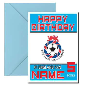 Personalised Retro England Fl Logo Football Birthday Card
