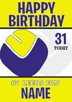 Personalised Retro Leeds Logo Football Birthday Card Personalised Retro Leeds Logo Football Birthday Card