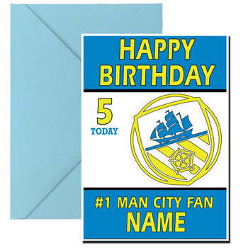 Personalised Retro Man City Logo Football Birthday Card Personalised Retro Man City Logo Football Birthday Card